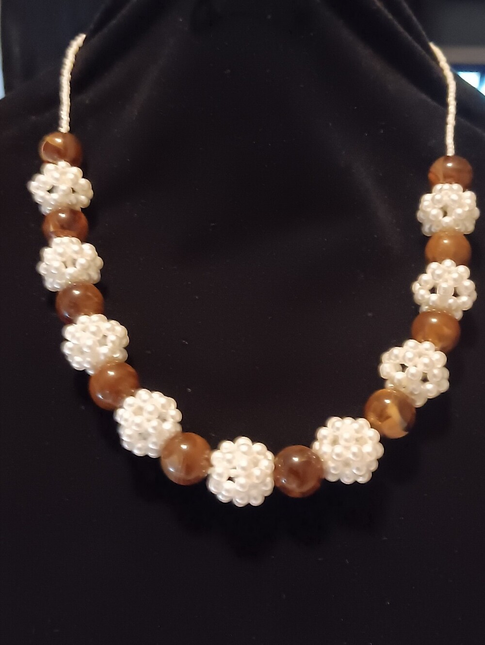 Handcrafted Brown and White Beaded Necklace - Women Jewelry